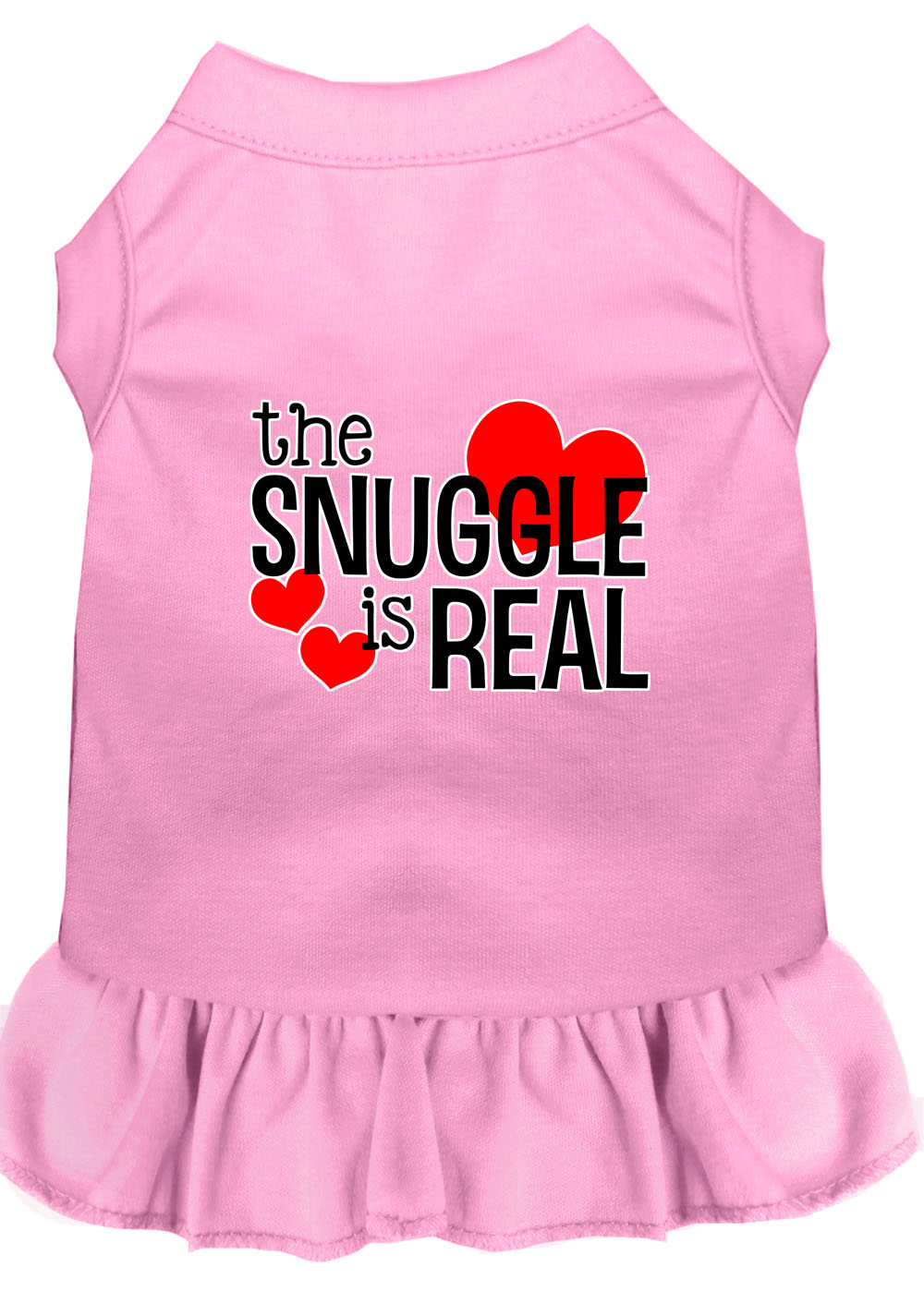 The Snuggle is Real Screen Print Dog Dress Light Pink Lg